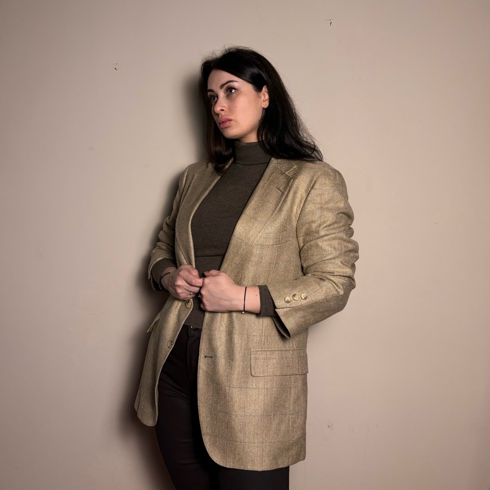 Vintage Polo University Club Ralph Lauren Wool Blazer Made USA Herringbone 46R - Picture 2 of 12